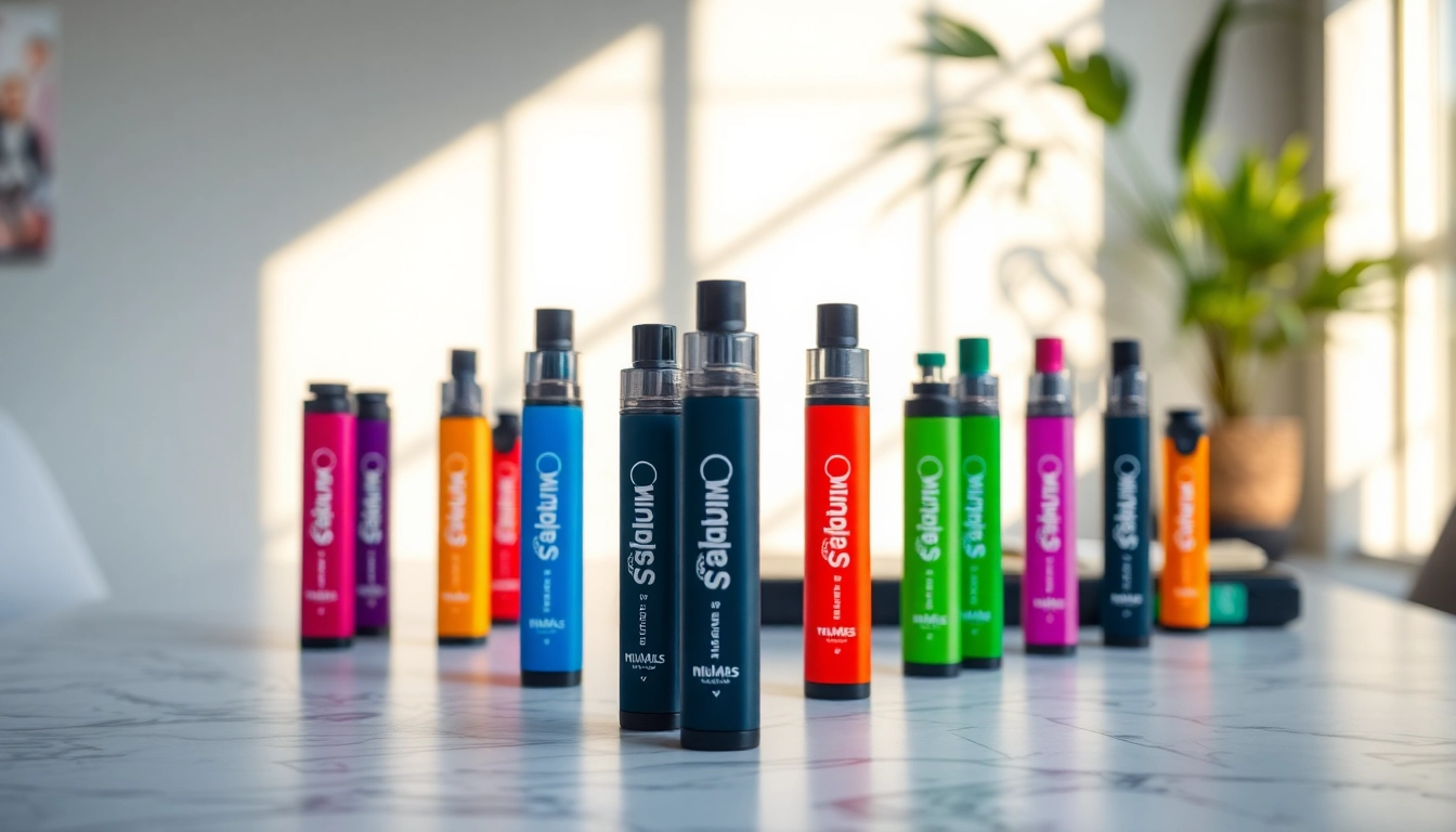 Buy Muha meds disposable online featuring colorful vape pens in a modern setting.