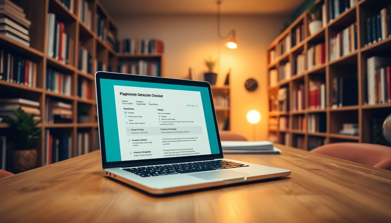 Check plagiarism using an effective plagiarism checker displayed on a laptop.