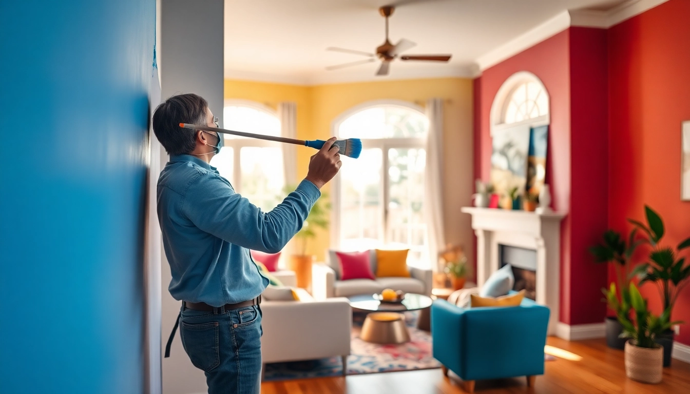 Enhance your interior painting skills with a professional painter revitalizing a living room.