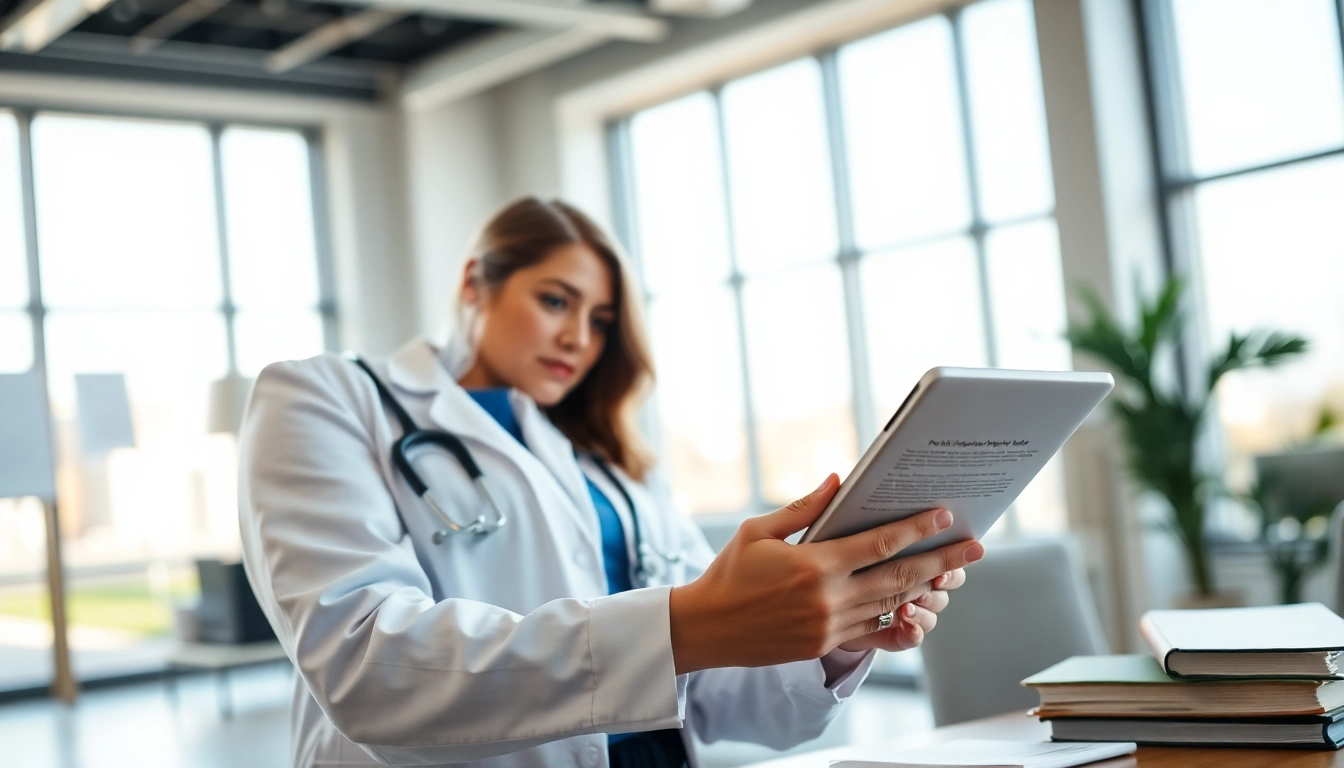 Achieving clinical research coordinator certification with a focused individual studying in an organized office.