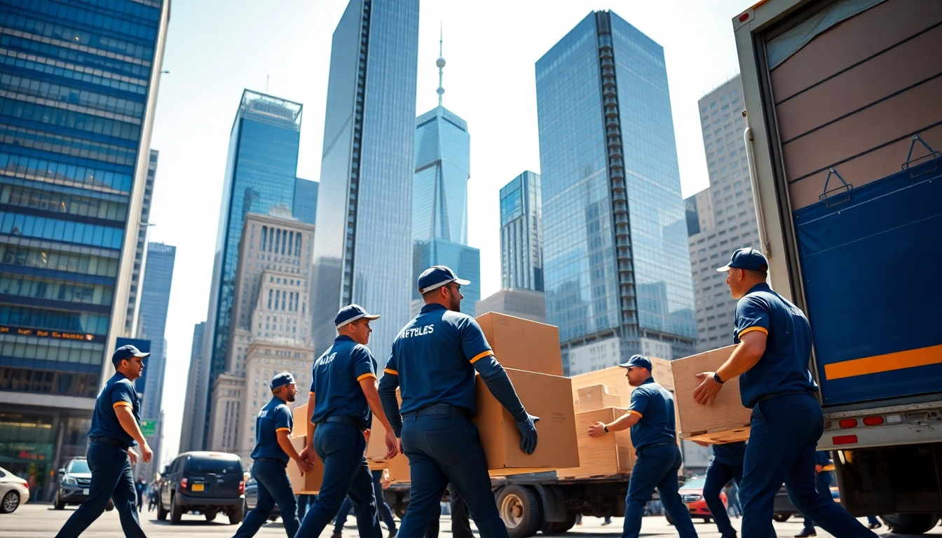 Movers nyc team working efficiently in New York City, loading a truck with customer belongings.