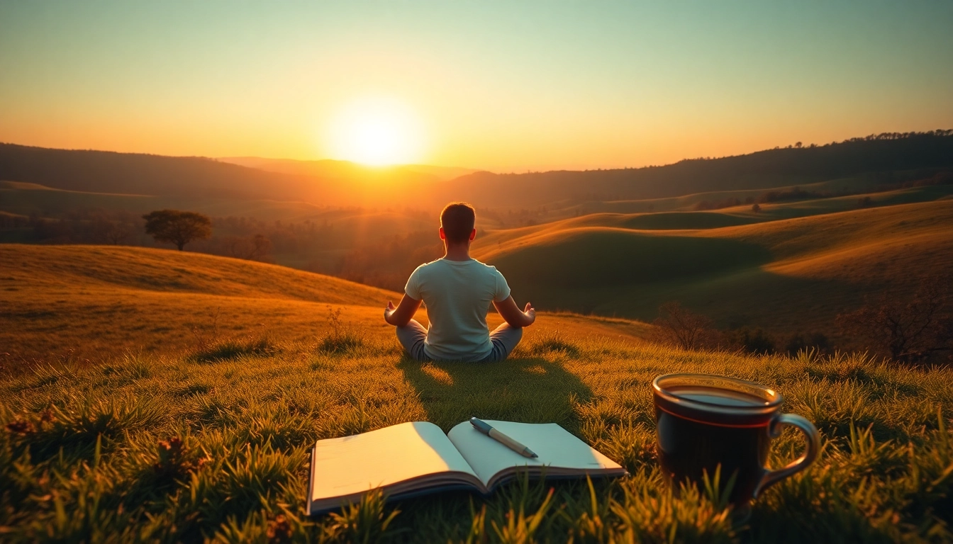 Individual meditating in nature, addressing the topic of dealing with stress for mental well-being.