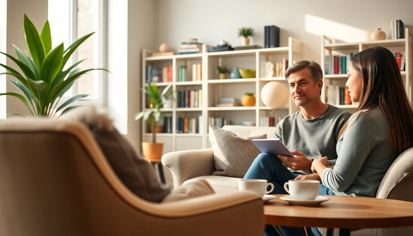 Engaging therapist session focused on addiction recovery in a peaceful office setting.