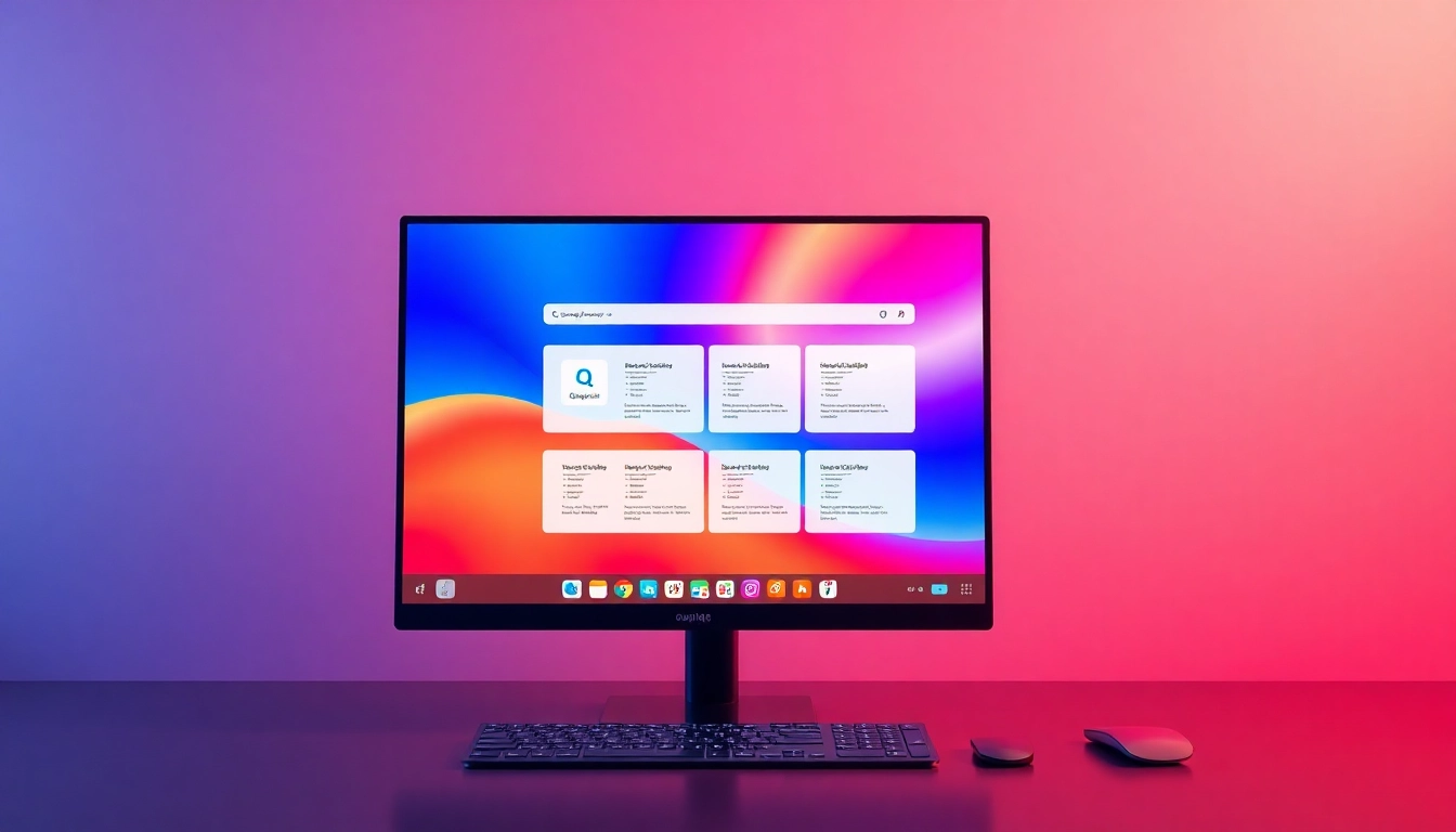 Showcase the functionalities of quickq官网 on a sleek desktop interface designed for enhanced user experience and engagement.