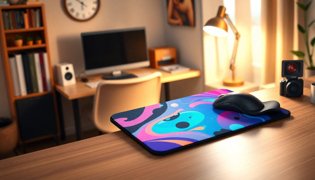 Showcasing a stylish 3D mouse pad with wrist support in a modern desk setup.