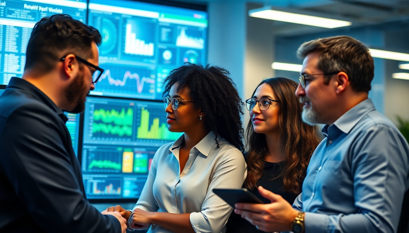 Site reliability engineering experts collaborating in a modern tech office setting.