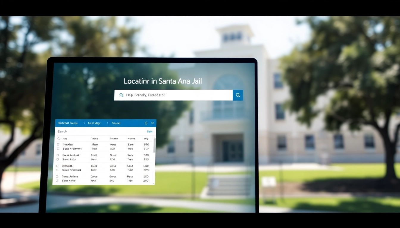 Access the Santa Ana jail inmate search interface displaying current inmate information.