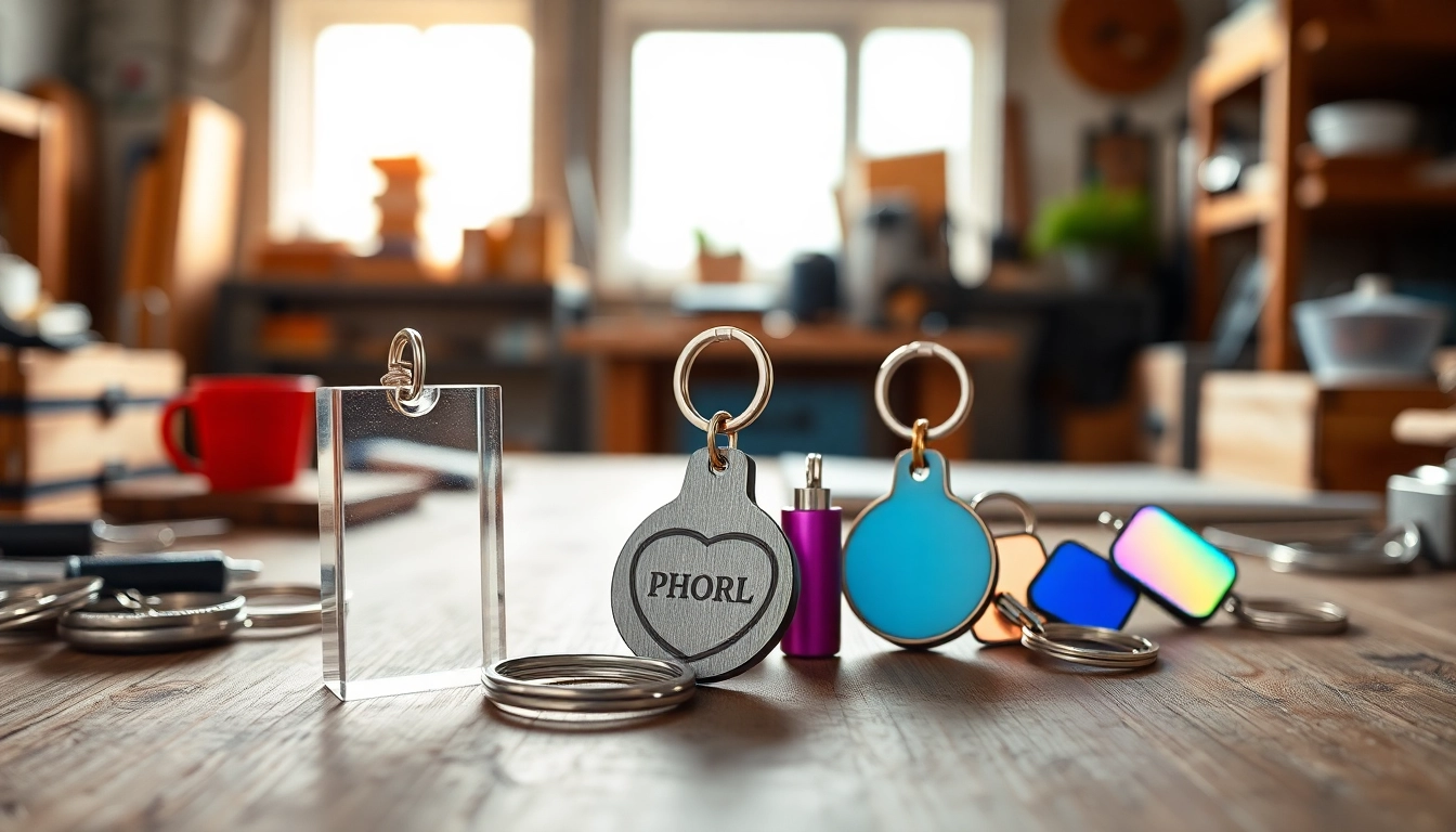 Showcase customized keychains in vibrant colors, highlighting unique designs and materials.