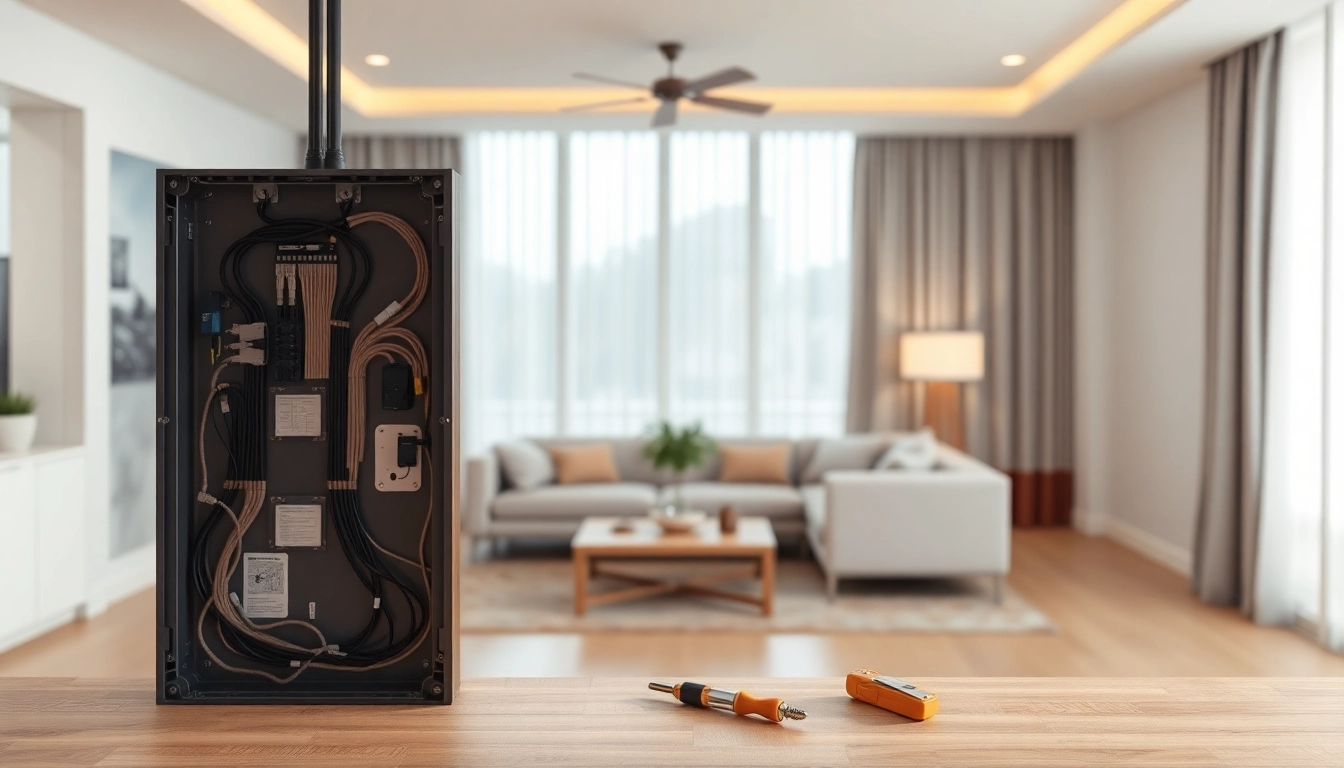 Examine a modern Electrical Panel installation featuring organized wires and professional tools.