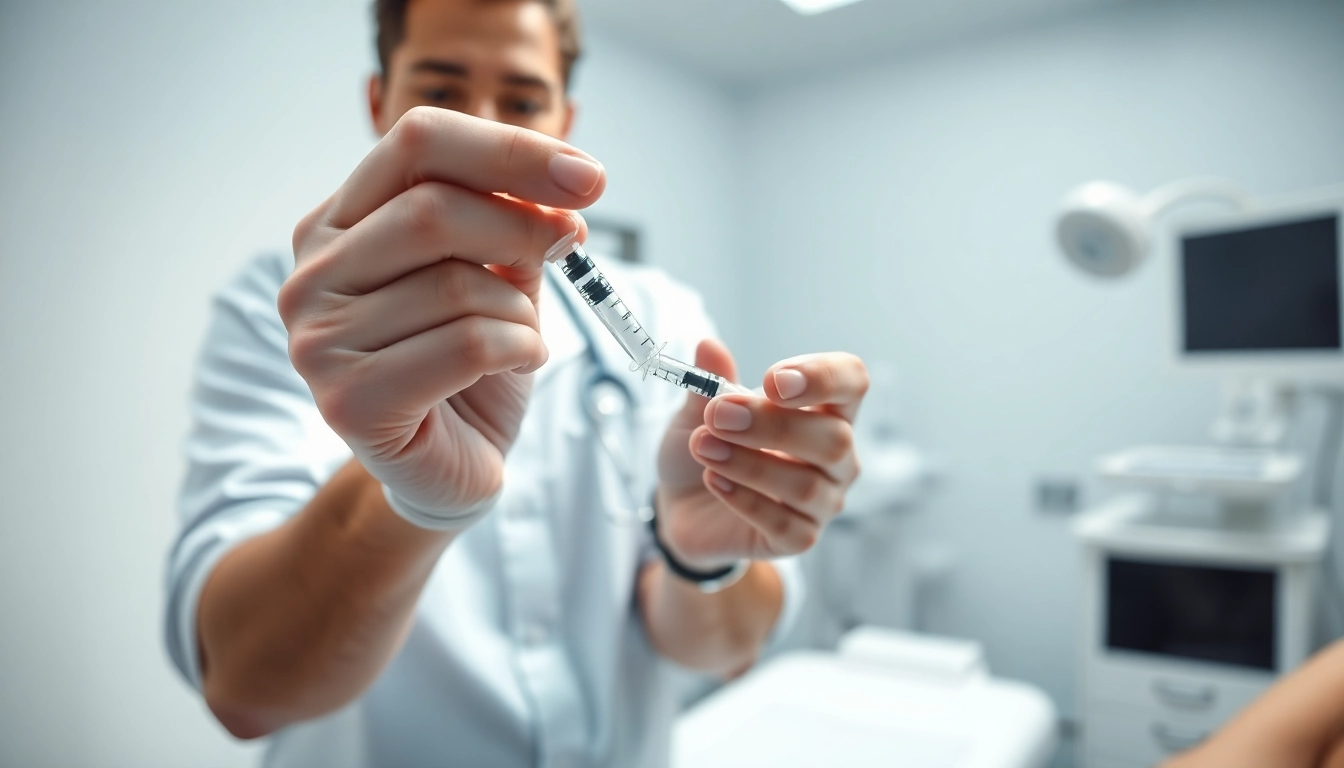 Highlighting the Injectable Weight Loss process through a close-up of a medical syringe and patient interaction.