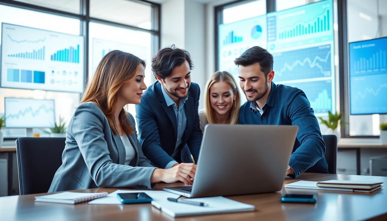 Analyze Edmonton SEO strategies with a dynamic marketing team in a collaborative workspace.