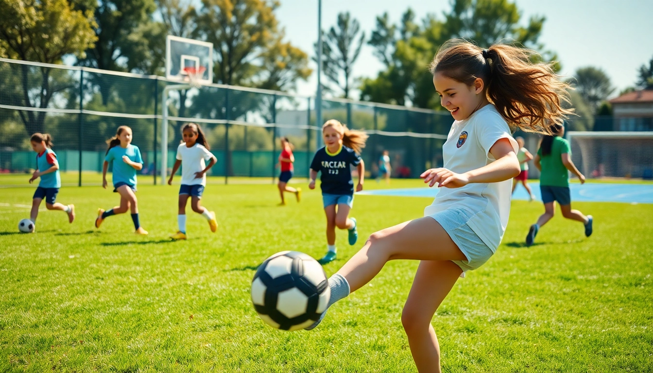 Engaging girls in activities at Multi Sports Camps for Girls, showcasing joy and teamwork.