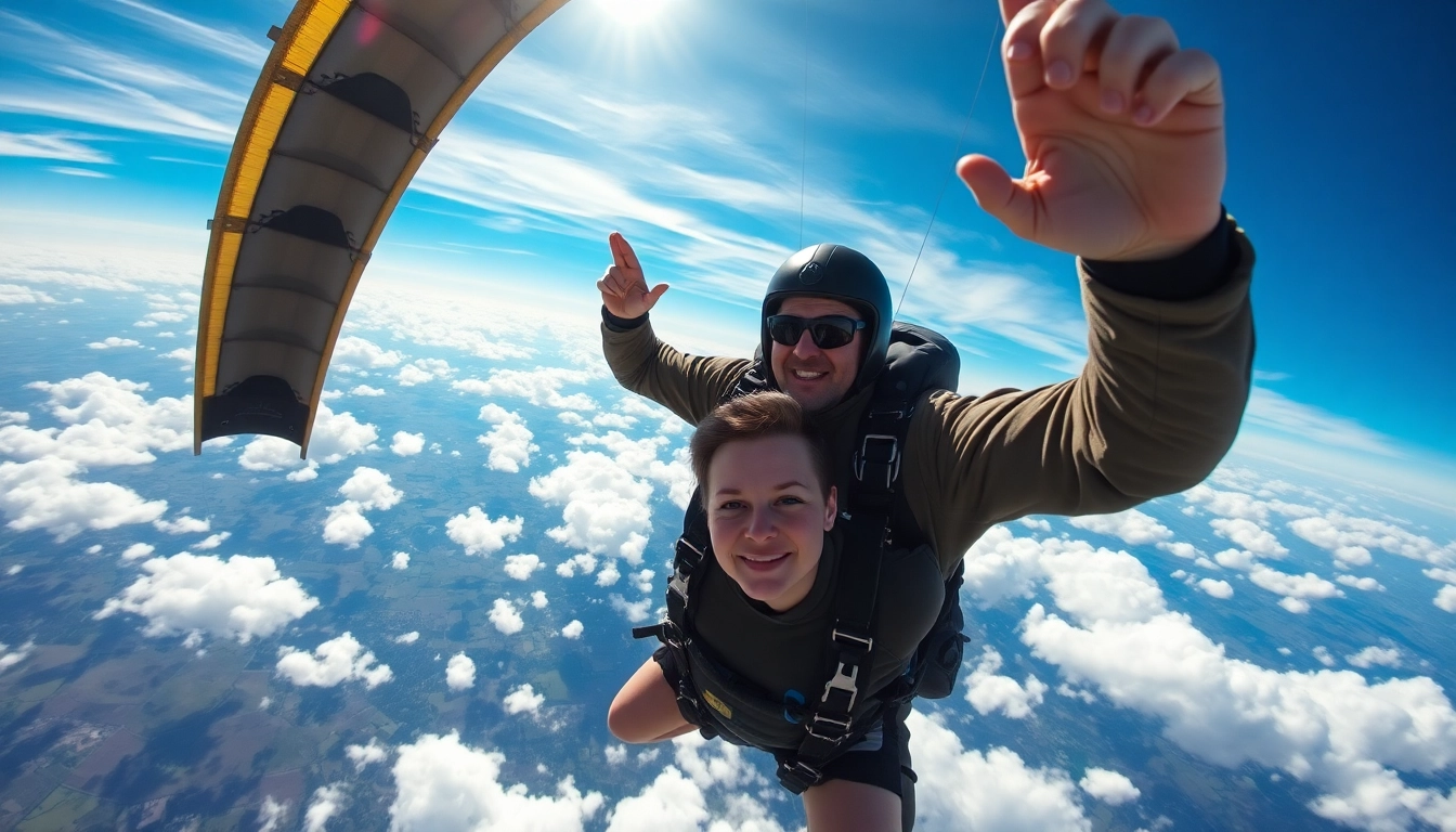 Ujemite trenutek tandemski skok s padalom z inštruktorjem med adrenalinskim prosto padom.