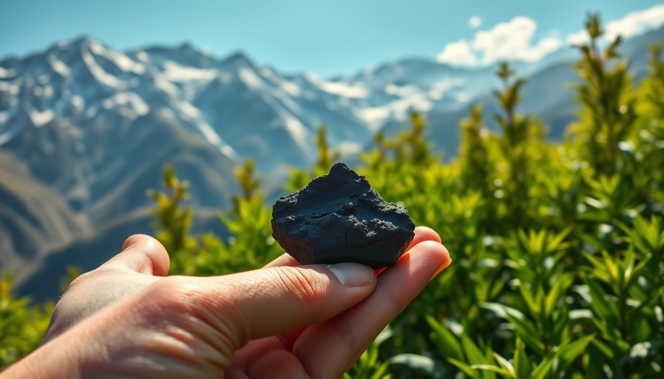 Showcasing Genuine Himalayan Shilajit in a hand—pure, organic, and naturally sourced.