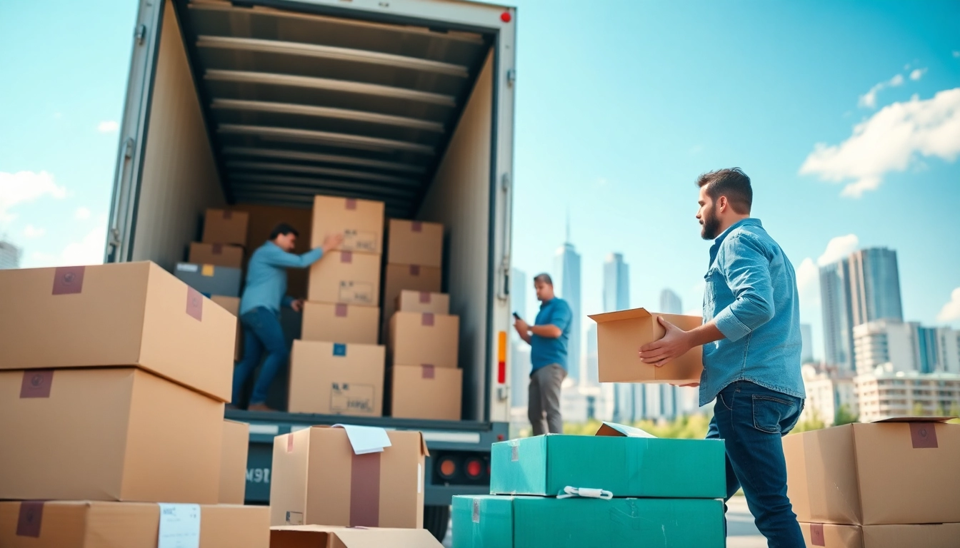 Skilled movers efficiently loading a truck with boxes, showcasing Cheap movers services in action.