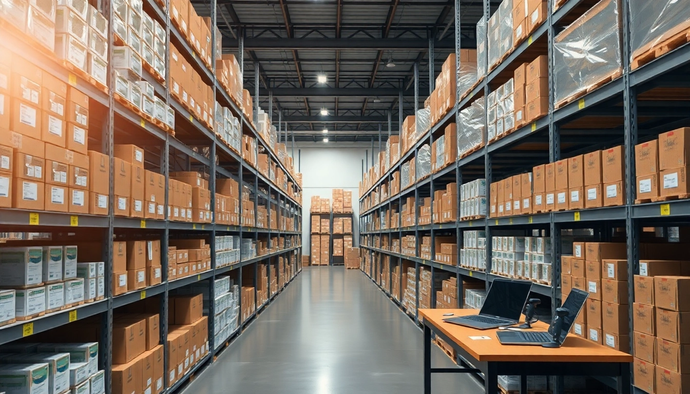 Organized Amazon FBA wholesale products in a modern warehouse showcasing efficient business practices.