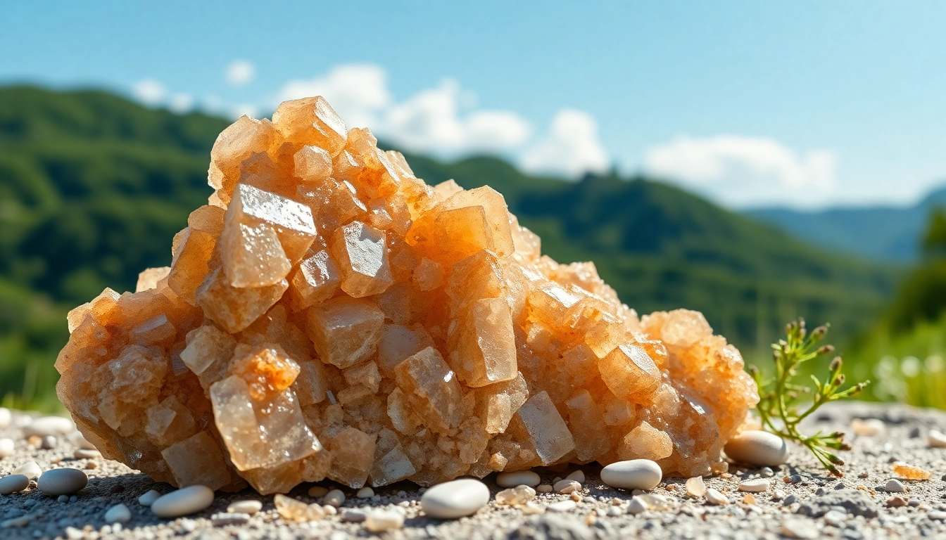 Zeolit lava pure jako naturalny mineral w jasnozielonym otoczeniu.