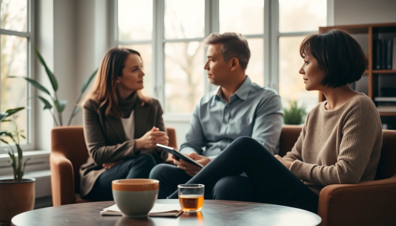 Engaging session with an attachment theory coach in a calm office, emphasizing personalized support.