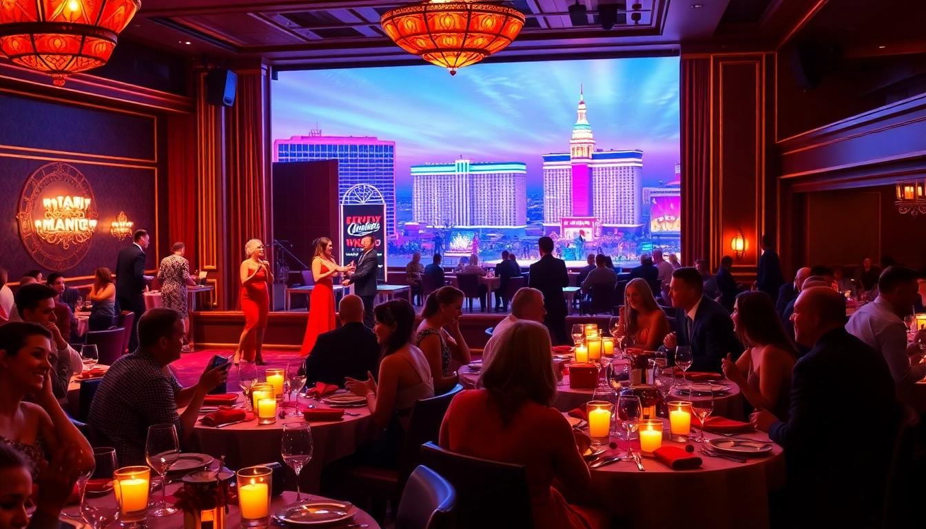 Guests enjoying a lively las vegas dinner theater performance with gourmet dining.